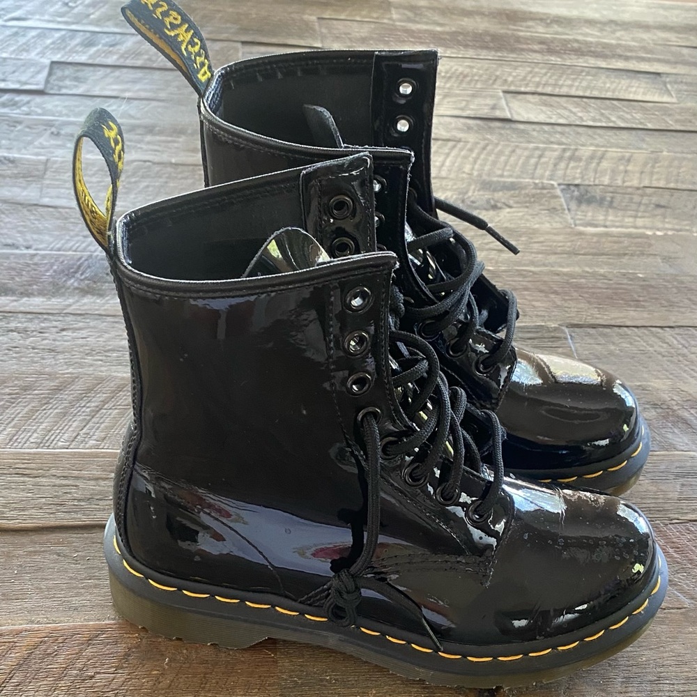 Patent leather Dr. Martin Combat boots